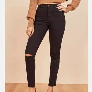 Reformation Cynthia High Rise Skinny Jeans Denim in Faded Black Women's Size 25